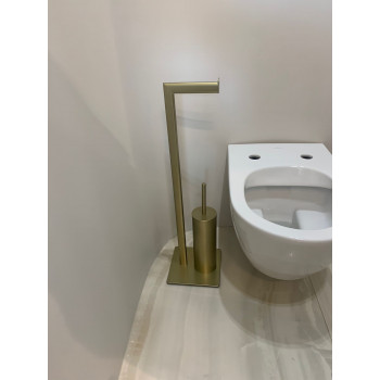 Стойка с ершиком и держателем для туалетной бумаги золотая Andrea House BA09229G