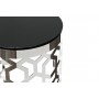 Столик журнальный круглый высокий с черным стеклом 13RXFS3053-SILVER