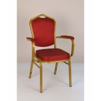 Банкетный стул Квадро 25мм с подлокотникам - золотой, красная корона 001-96