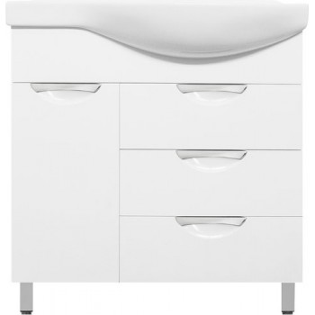 Тумба с раковиной Style Line Жасмин 82 L белая, с бельевой корзиной