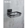 Мыльница для ванной Rainbowl 2724-BP CUBE квадратная решетчатая настенная чёрная матовая