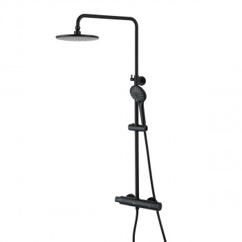 Душевая система с термостатом Lemark Bronx LM3770BL черная