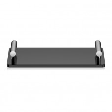 Decor Walther Club Tab Поднос с ручками, стеклянный, настольный, цвет: хром / черное стекло
