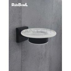 Мыльница для ванной Rainbowl 2785-BP CUBE настенная стекло чёрная матовая