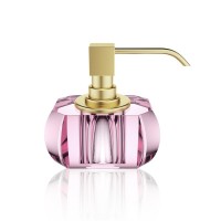 Дозатор для мыла, настольный, хрустальное стекло, цвет: розовый / золото матовое Decor Walther Kristall SSP 0933461