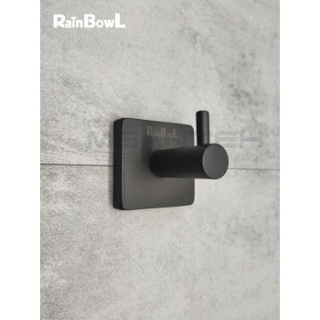 Крючок для ванной Rainbowl 2727-2BP CUBE для халата одинарный чёрный матовый