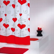 Штора для ванных комнат Valentine красный 180*200 47346