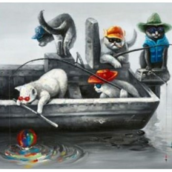 Картина коты на рыбалке Kare Ob55514