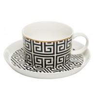 Чайная пара черно-белый орнамент Garda Decor 26FC VANITY CUPS-1 250BL