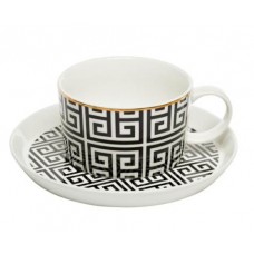 Чайная пара черно-белый орнамент Garda Decor 26FC VANITY CUPS-1 250BL