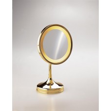Зеркало настольное с подсветкой (желтый свет) 2-х кратное увеличение WINDISCH 99251O Gold