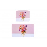 Коврик для ванной с эффектом памяти комплект 2 шт Pink-Flower D-20103 розовый