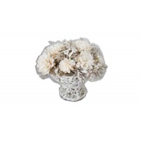 Искусственные цветы "Цинии в плетеном кашпо из ротанга 20 см" D-D70065